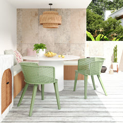Milan Outdoor Dining Chair Set of 2 in Green Iron with Modern Design