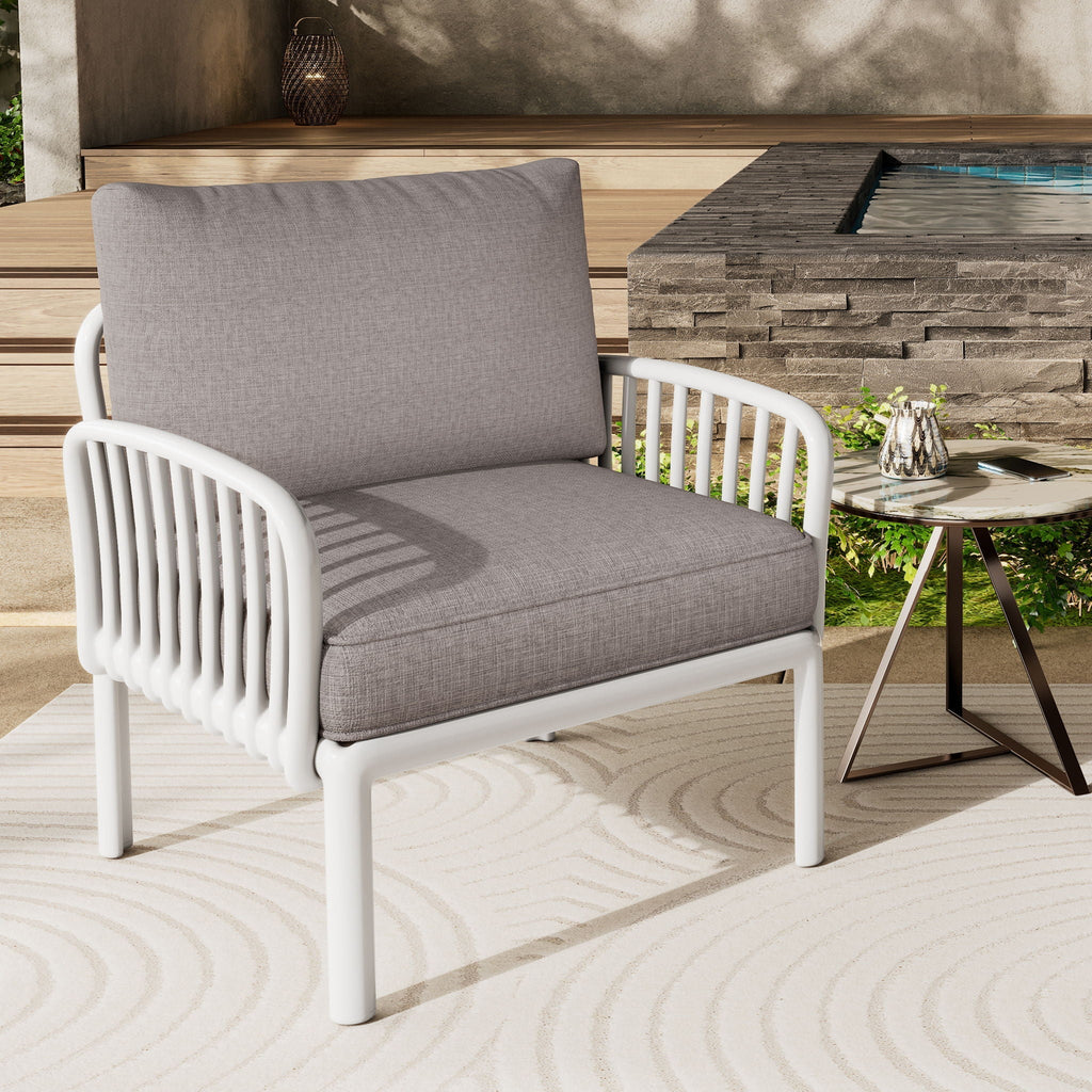 Outdoor Patio Club Chair with Waterproof Thick Cushion
