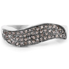 0.21 Carat Genuine Champagne Diamond .925 Sterling Silver Ring