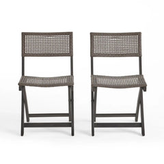 Bistro Foldable Chair With Wicker Backrest