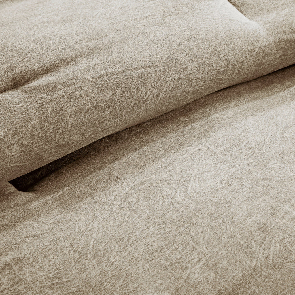 7 Piece Faux Suede Comforter Set Tan Cal King