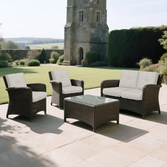 2 PCs Set High Back Patio Chair Cushions, Tufted - Beige