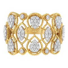 14K Yellow Gold Diamond Art Deco Ring (1/2 Cttw, H-I Color, I1 Clarity) - Size 7