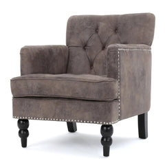 Vitality Club Chair with Button-Tufted Diamond Stitching and Turned Legs