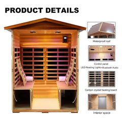 Thermora Premium 4-Person Luxury Low EMF Outdoor FAR Infrared Home Sauna With Bluetooth Audio, 2050W (SAK15372)