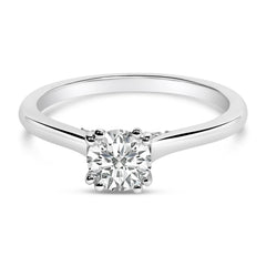 14K White Gold 7/8 Cttw Lab Grown Diamond Solitaire Cathedral Style Engagement Ring (F-G Color, VS1-VS2 Clarity) - Size 5