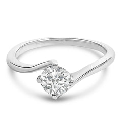 14K White Gold 4/5 Cttw Round Lab Grown Diamond Bypass Solitaire Engagement Ring (F-G Color, VS1-VS2 Clarity) - Ring Size 5