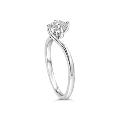 14K White Gold 4/5 Cttw Round Lab Grown Diamond Bypass Solitaire Engagement Ring (F-G Color, VS1-VS2 Clarity) - Ring Size 5