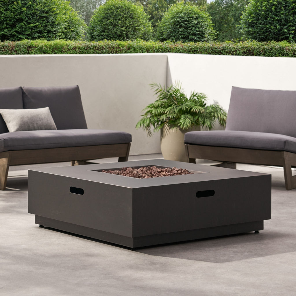 Alora 40-Inch 50K BTU Modern Outdoor Square Iron Backyard Patio Fire Pit (SAK31635)