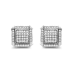 10K White Gold 1.0 Cttw Diamond  Composite with Halo Stud Earrings (H-I Color, I1-I2 Clarity)