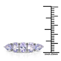 2.33 Carat Genuine Tanzanite .925 Sterling Silver Ring