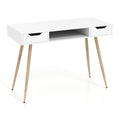42.5" Mid Century Modern Writing Desk with Metal Leg and Drawers