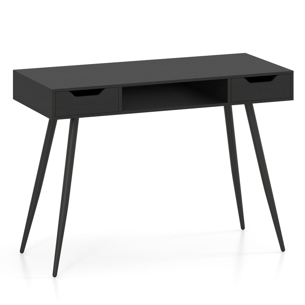 42.5" Mid Century Modern Writing Desk with Metal Leg and Drawers