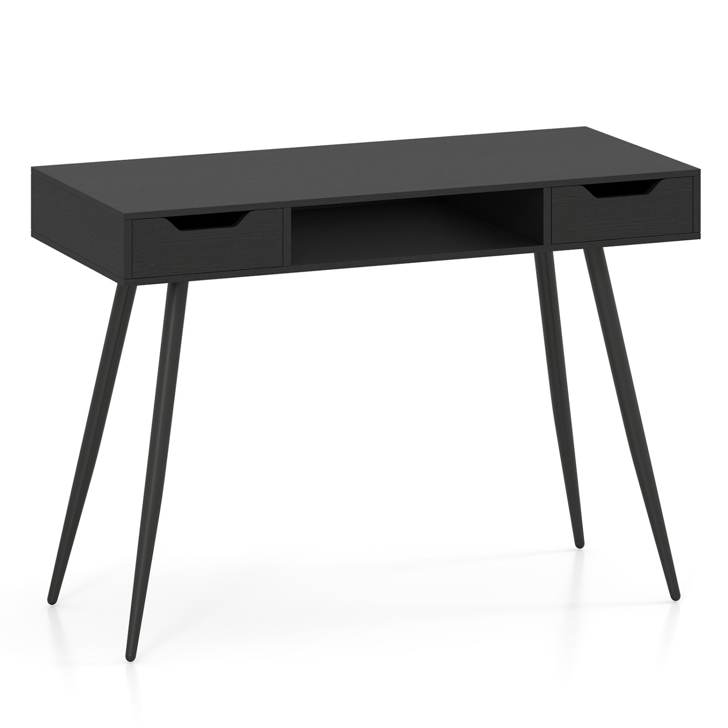 42.5" Mid Century Modern Writing Desk with Metal Leg and Drawers