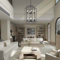 18' Modern 8-Light Black Geometric Pendant Chandelier