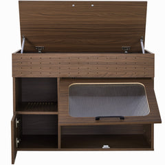 Furniture Style Multi-Use Cat Litter Box House with Storage