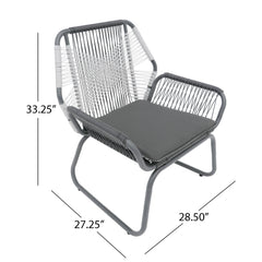 Set of 2 Woven Rattan Outdoor Club Chairs with Cushions