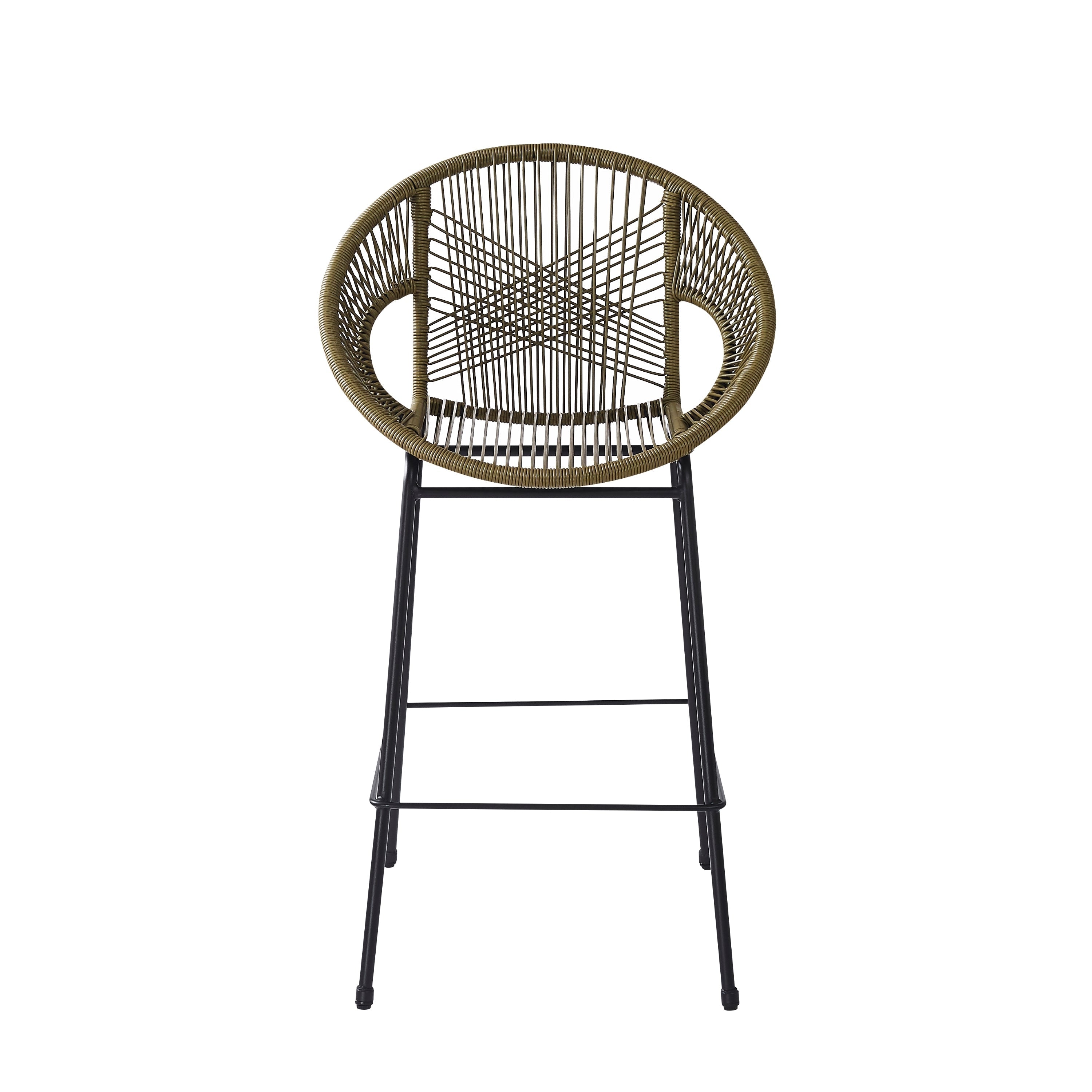 Ferrara Outdoor Patio Green Faux Wicker Barstool Set