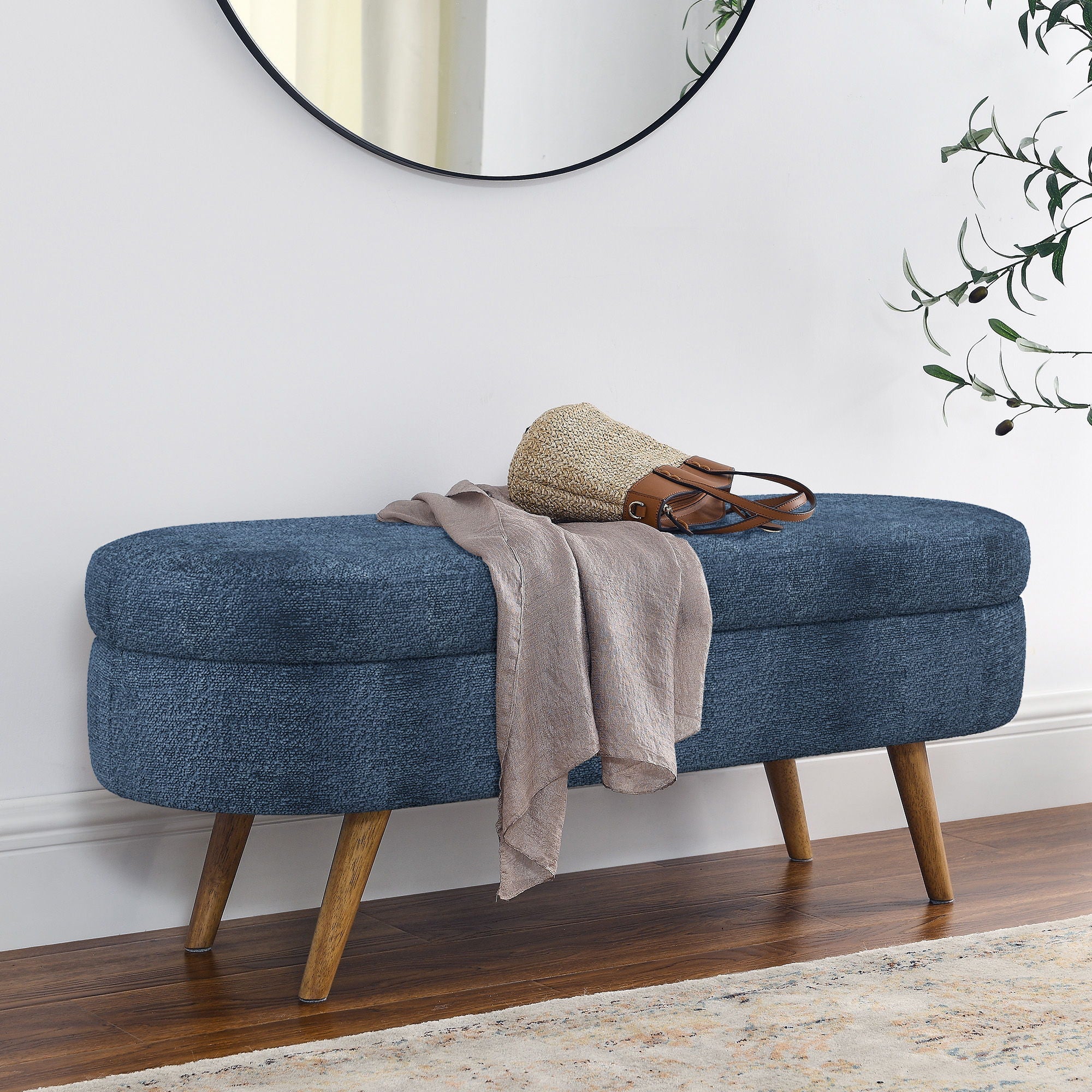 Modern Ottoman Storage Bench Upholstered Seat