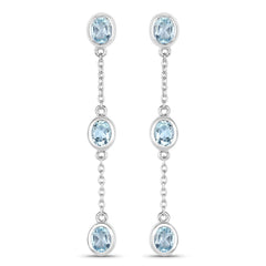 2.16 Carat Genuine Blue Topaz .925 Sterling Silver Earrings