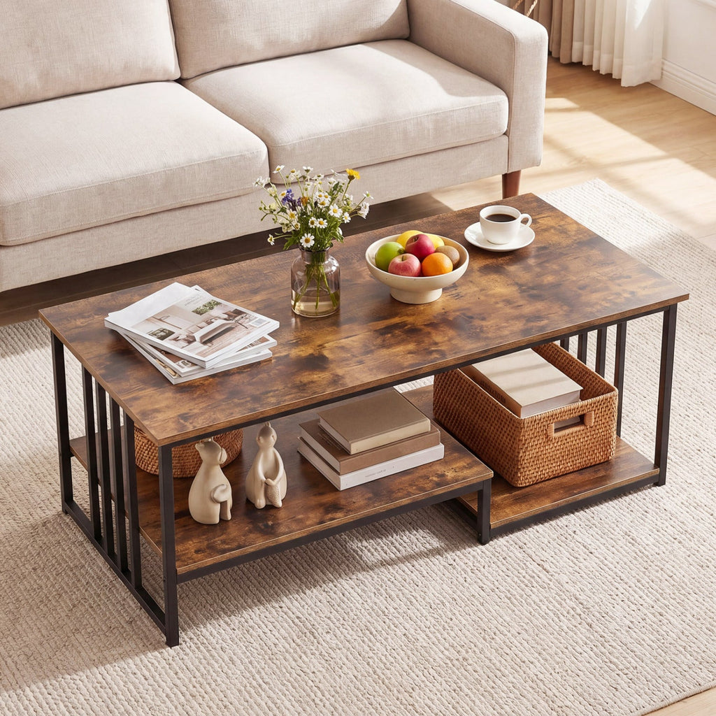 43.5" Coffee Table 2-Tier with Open Storage Shelf