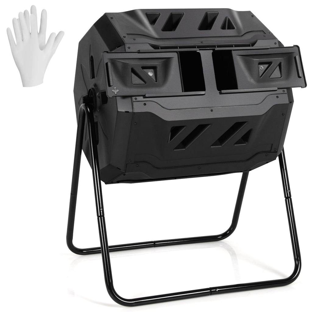 43 Gallon Composting Tumbler Compost Bin with Dual Rotating Chamber