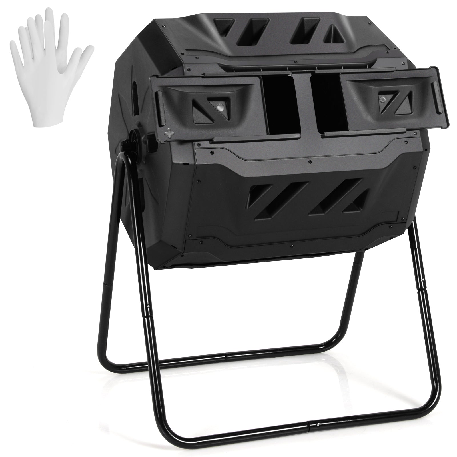 43 Gallon Composting Tumbler Compost Bin with Dual Rotating Chamber