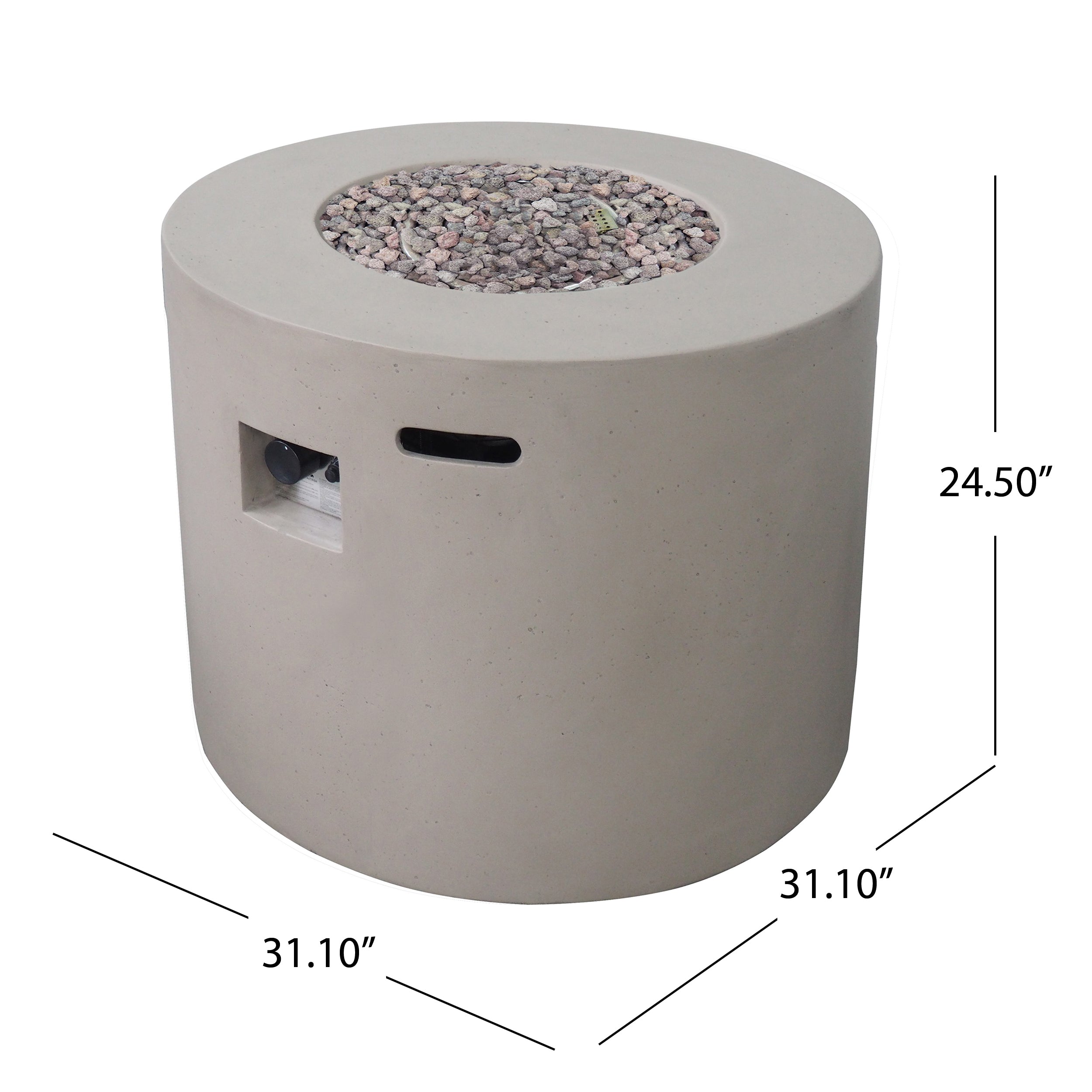 Light Grey Magnesium Oxide 31' Round Fire Pit with 40,000 BTU for Patio Use