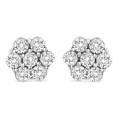 14K White Gold 1/2 cttw Round-Cut Diamond Floral Stud Earrings (I-J Color, SI2-I1 Clarity)
