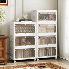 44 Gal 4-Pack Stackable Plastic Storage Bins with Lid for Bedroom Living Room-White