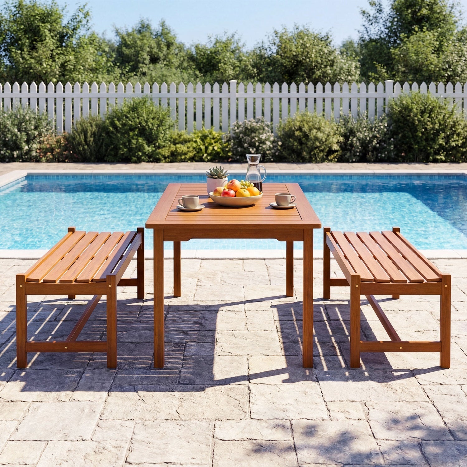 44" Patio Wood Bench Set of