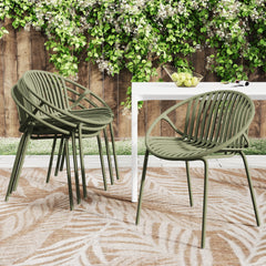 Patio Dining Chairs Stackable Chairs with Breathable Design (Set of 2)