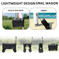 All-in-One Convertible Folding 4-Wheel Trolley with Bench Seat and Dog Leash