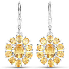 12.24 Carat Genuine Citrine and White Topaz .925 Sterling Silver 3 Piece Jewelry Set (Ring, Earrings, and Pendant w/ Chain)
