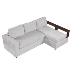 87.4' Sectional Sofa with Reversible Armrests Gray Chenille Upholstery