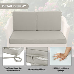 Set of 3 Outdoor Loveseat Cushion Set 48 x 24 Inch, Waterproof & Fade-Resistant