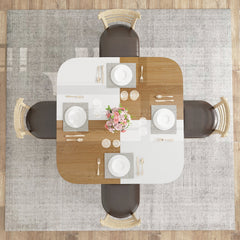 47.5 inch Modern Dining Table Square Kitchen Table with Mix-colored Tabletop
