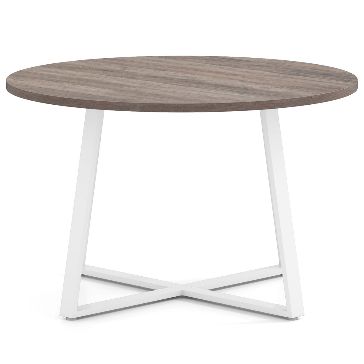 47 Inch Round Dining Table with Stable X-shaped Base and Round Thickened Tabletop