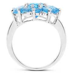 6.35 Carat Genuine Swiss Blue Topaz .925 Sterling Silver Ring