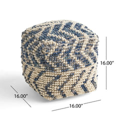 Alina Wool and Cotton Pouf - Natural