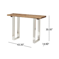 Rustic Glam Console Table With Reclaimed Wood And Iron Frame - Natural