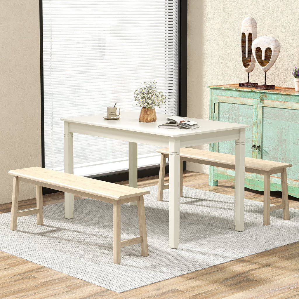 48-Inch Wooden Dining Table for 4 People Rectangular Kitchen Table with Rubber Wood Legs-Cream White