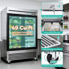 49-Inch Upright Commercial Reach-In Display Refrigerator (SAK16785)