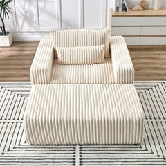 75-Inch Corduroy Sofa Lounge Chair with Removable Footrest