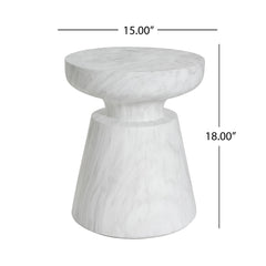 Outdoor Ponti Travertine Side Table, White