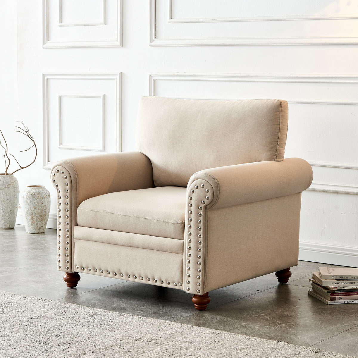 Living Room Sofa Single Seat Chair Beige