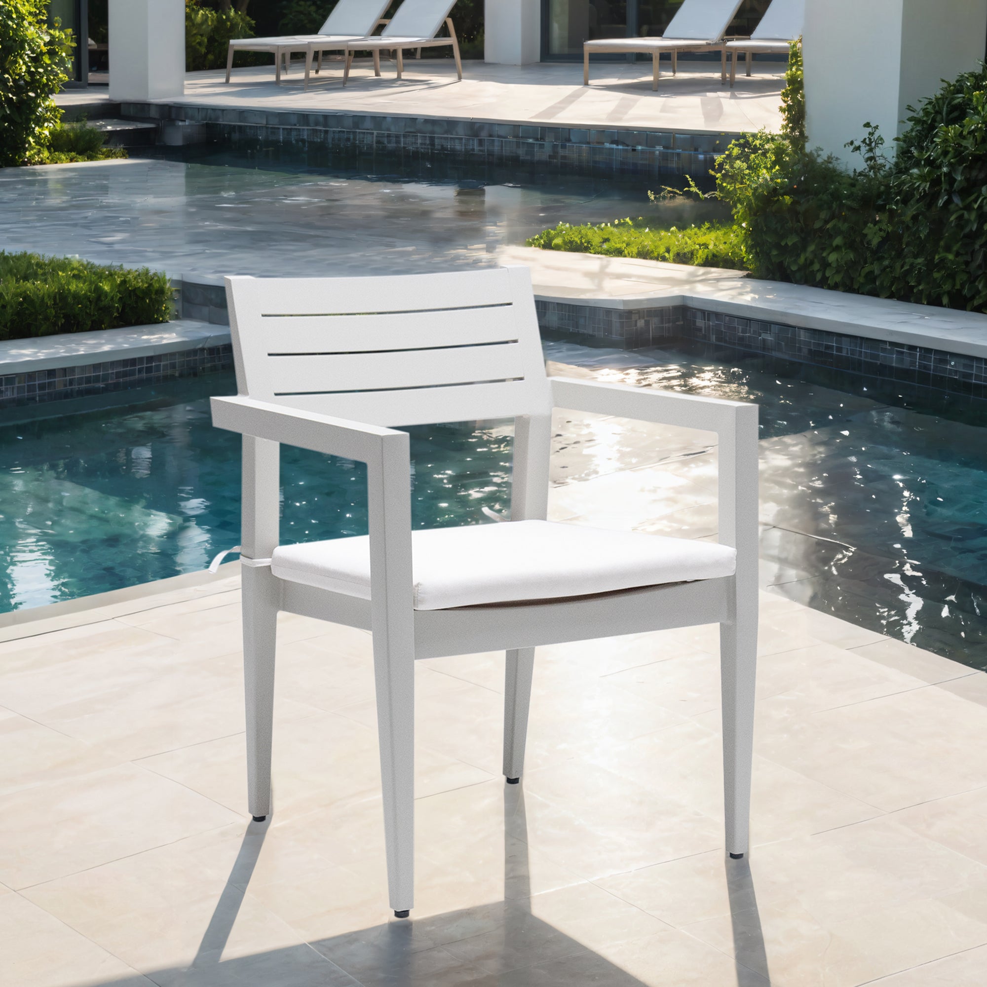 Outdoor Patio Aluminum Stationary Dining Chairs 4PCs with Outdoor-Grade Sunbrella Fabric Cushions