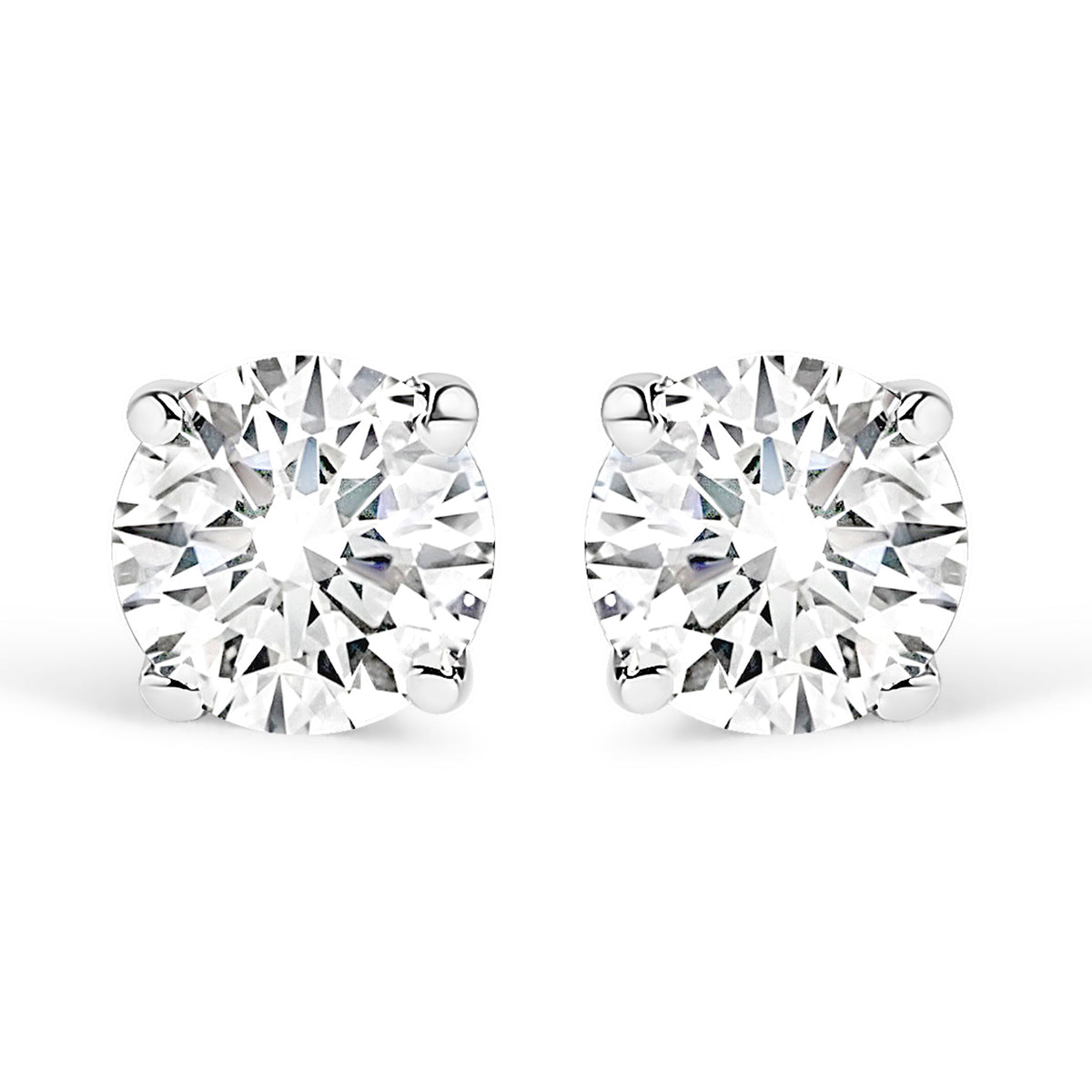 14K White Gold 5/8 Cttw Round Brilliant-Cut Lab Grown Diamond Classic 4-Prong Push back Stud Earrings (F-G Color, VS1-VS2 Clarity)