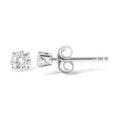 14K White Gold 1/2 Cttw Round Lab Grown Diamond Solitaire Stud Earrings