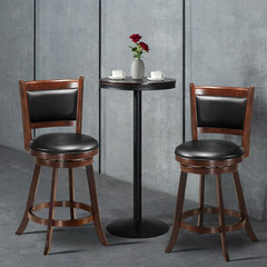 29 Inch Swivel Bar Height Stool Wooden Upholstered Dining Chair